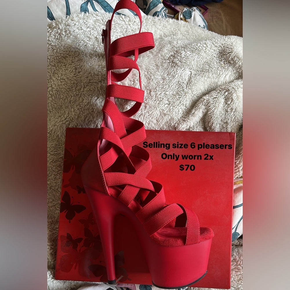 7inch Sexy red straped pleasers size:6